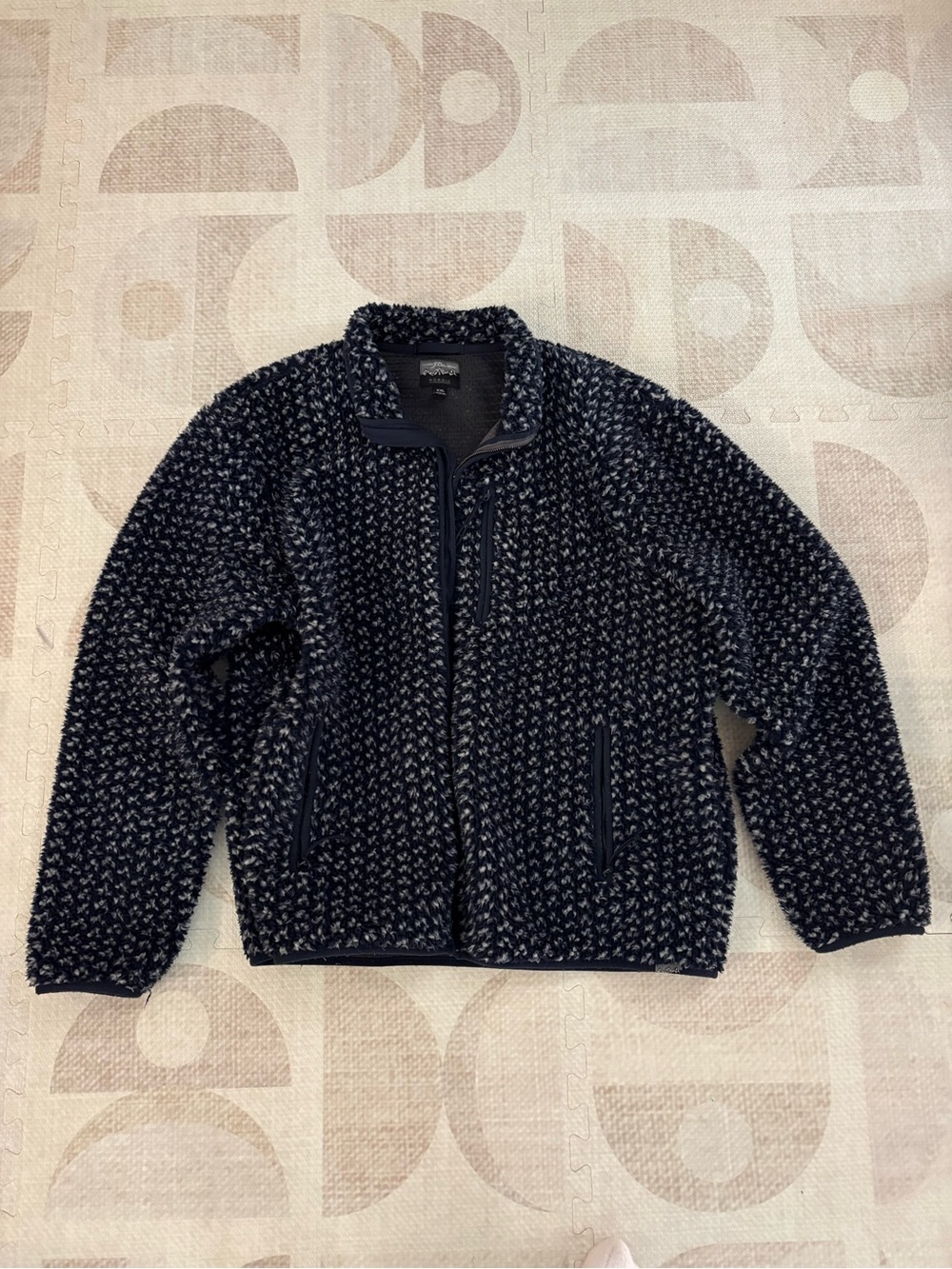 J. Crew Navy and White Sherpa Zip-Front Nordic Jacket